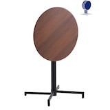 thumbnail of METRO PROFESSIONAL Bistrotisch 3in1 klappbar Aveiro, Stahl, Holz-Effekt-Druck, Ø 60 cm, höhenverstellbar (42/74/110 cm), dunkelbraun/schwarz