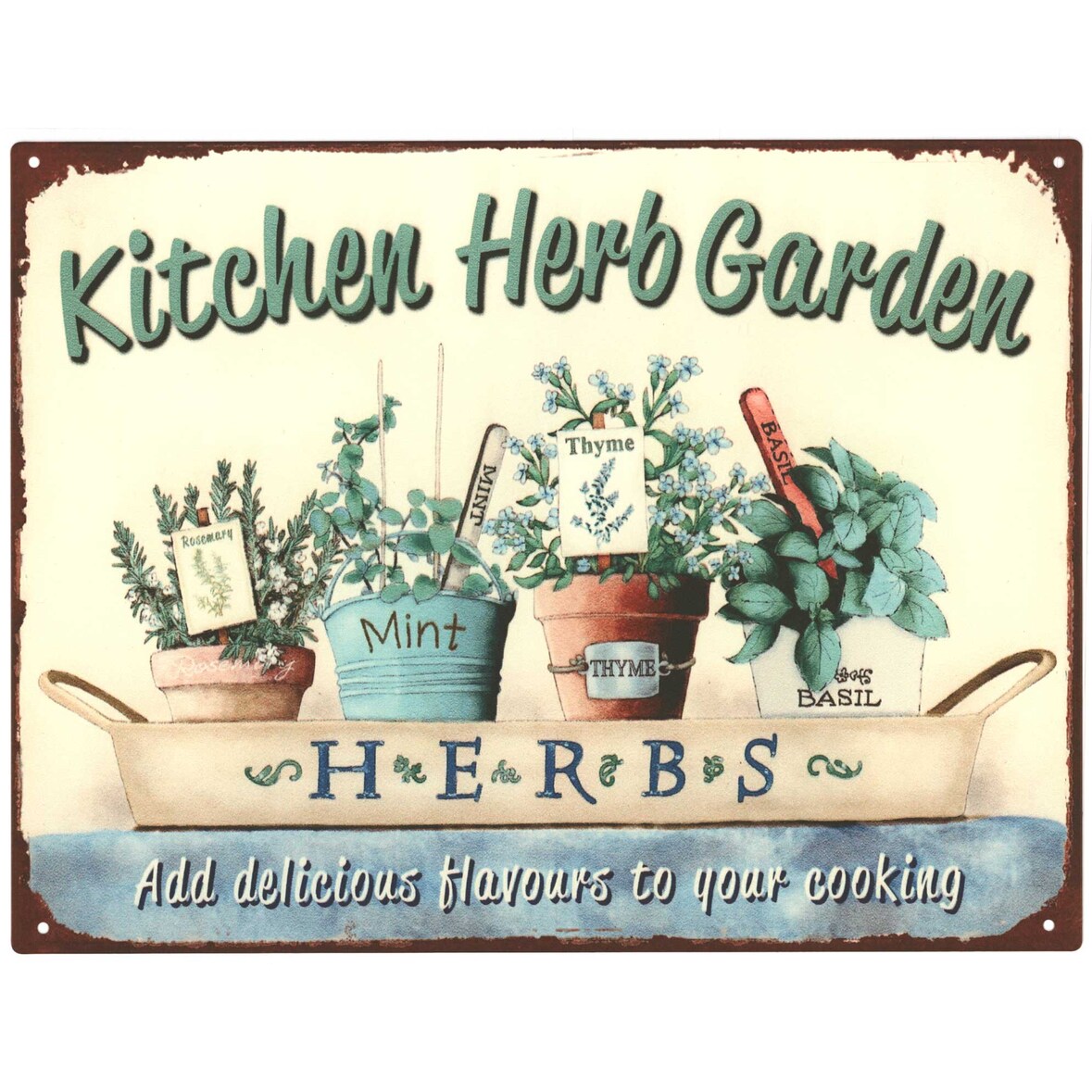 Deko Blechschild Küche Kitchen Herb Garten Metallschild Retro Vintage-Design zur Dekoration Wanddekoration