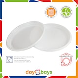 thumbnail of DayBays Plastikteller Ungeteilt 800 Stück Weiß Rund Menüteller Plastik Teller 22 cm Einweg Spülmaschinenbeständig