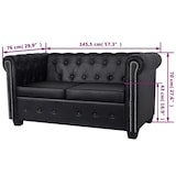 thumbnail of Canapé Chesterfield à 2 places cuir synthétique noir  Modèle Opaline