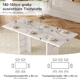 thumbnail of Merax Ausziehbarer Esstisch 140–180x80 cm, für 6–8 Personen, rechteckig, MDF-Tischplatte in Marmoroptik, Weiß