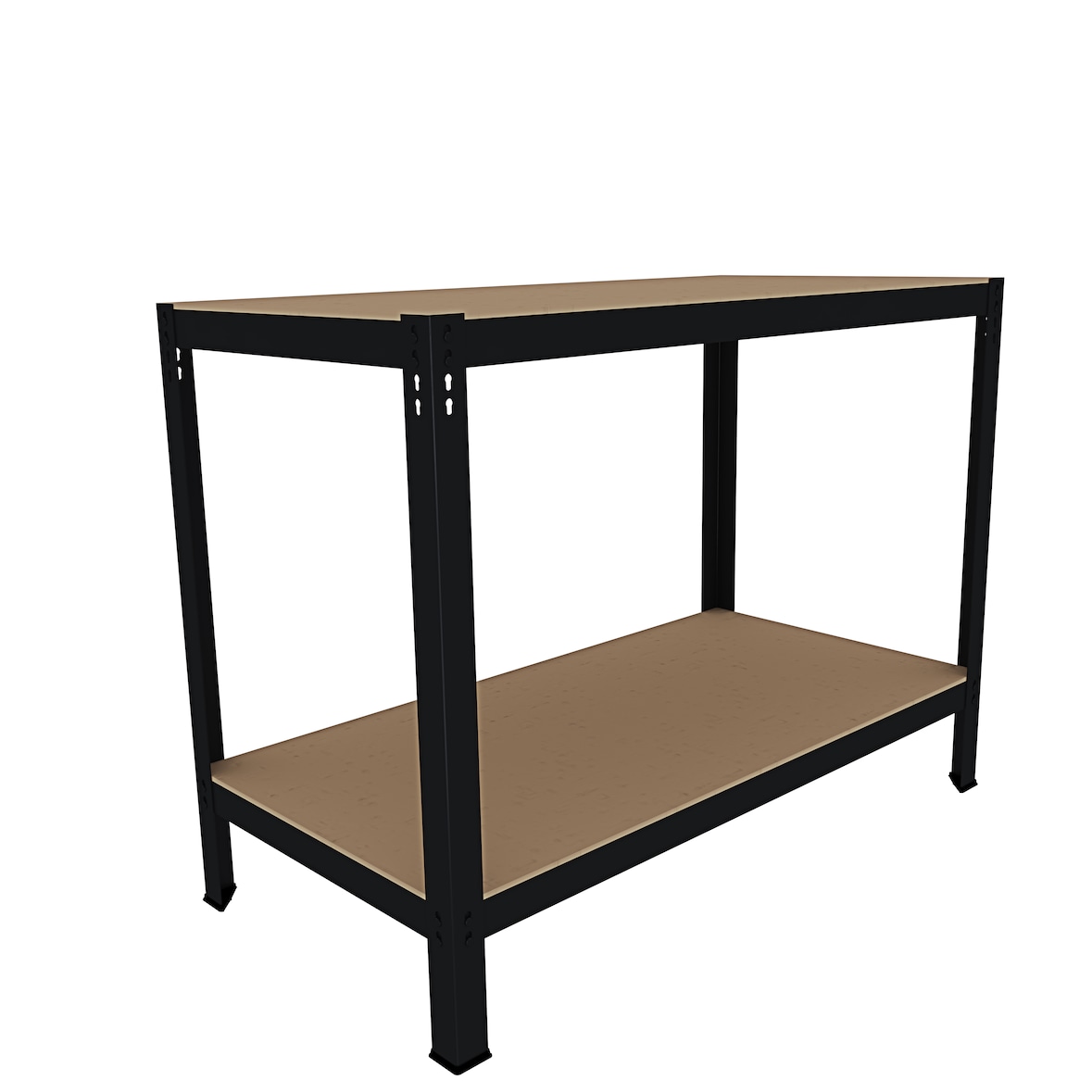 Banco Tavolo Da Lavoro Senza Bulloni In Acciaio Metallo e MDF Portata Fino 550 Kg 2 Ripiani Regolabili Garage Officina Cantina 90 x 100 x 60 cm Nero