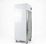 thumbnail of Romux® Kühlschrank mit 1 Türen Glastüren 74 cm mit Umluftkühlung | Gastro Kühlschrank aus Edelstahl mit 650 L Kapazität - 3 Einlegeböden und 270 W
