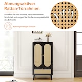 thumbnail of Merax Kompaktes Sideboard, Rattan-Design, Schwarz, Highboard, Esszimmerschrank, Bücherregal