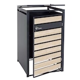thumbnail of XL 1er/2er-Mülltonnenverkleidung | HxBxT 117x73x98cm | Metall 36kg Anthrazit | Buche-Holzoptik Hellbraun | Mülltonnenbox