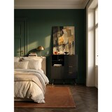 thumbnail of Sideboard 77x97x40 cm Anrichte Schwarz mit Eiche-Dekor, Kommode mit Türen und Schubladen, Kommodenschrank Flurschrank mit Regal Modern, Standschrank