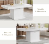 thumbnail of Ausziehbarer Esstisch Weiß 180x80x76 cm mit Stauraum, automatischer Teleskopauszug, rechteckig, Spanplatte Metall, platzsparend