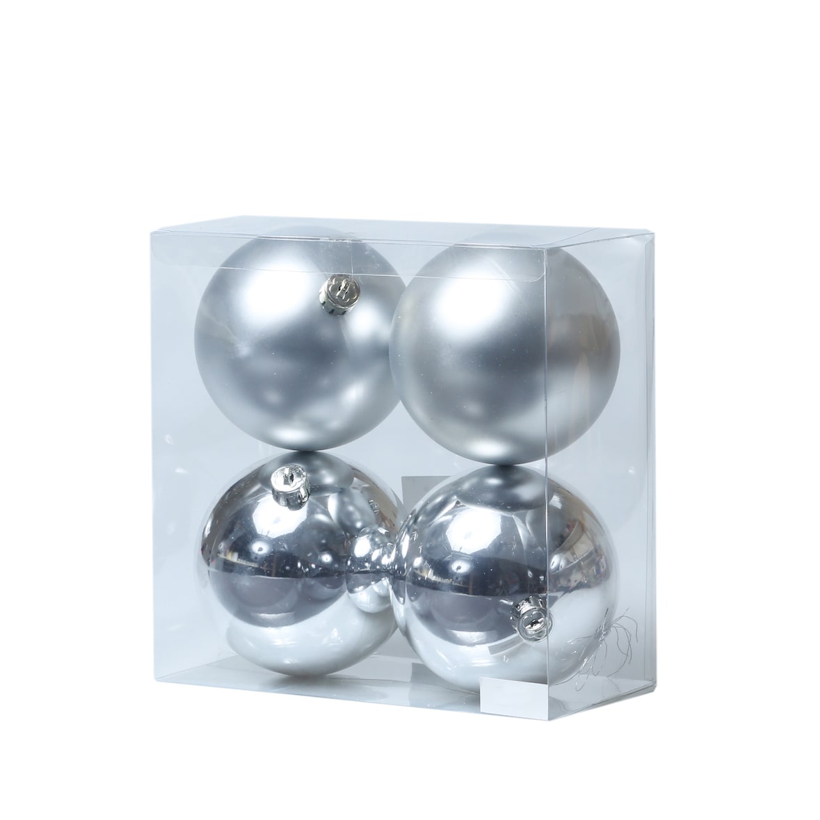 Christbaumkugeln Weihnachtskugeln bruchfest 10cm silber 4er Set