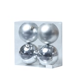 thumbnail of Christbaumkugeln Weihnachtskugeln bruchfest 10cm silber 4er Set