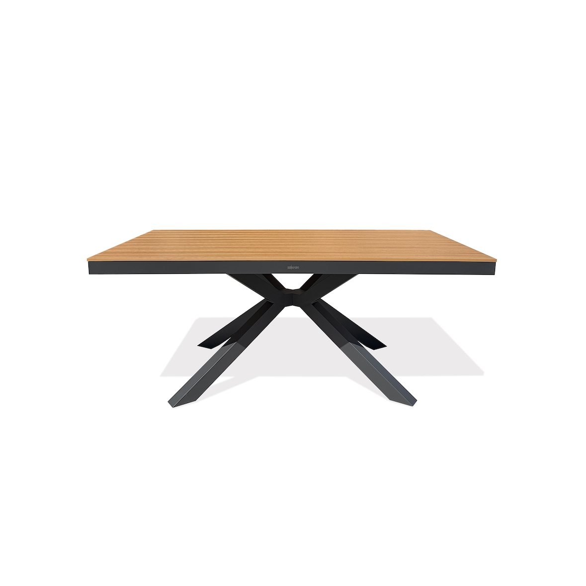 Table de jardin en aluminium de coloris gris anthracite et plateau polywood aspect bois (180x100 cm) - LAMU