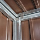 thumbnail of 1er WPC-Mülltonnenverkleidung Erweiterung HWC-J28, Premium Mülltonnenbox, Metall Holzoptik ~ braun