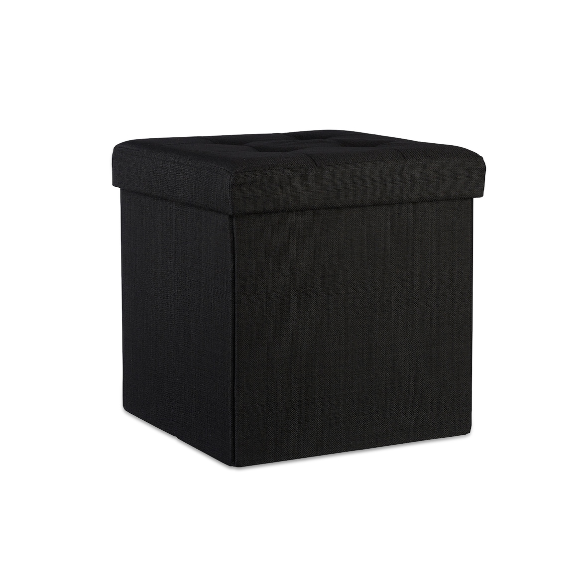 Relaxdays Faltbarer Sitzhocker, Sitzcube als Fußablage, Sitzwürfel aus Leinen, Deckel zum Abnehmen, 38x38x38 cm, schwarz