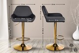 thumbnail of Décoshop26 - Set aus 2 Barhockern mit gebogenen Fußstützen aus goldfarbenem Metall mit schwarzen PVC-Sitzen TDB10803