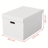 thumbnail of Esselte Cajas de almacenaje grandes, pack 3 cajas de cartón , 510x355x305mm, blanca con diseño geométrico