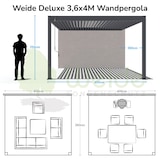 thumbnail of Weide Deluxe | Wand Pergola | Voll Aluminium | 3,6 x 4 M | Lamellendach anthrazit