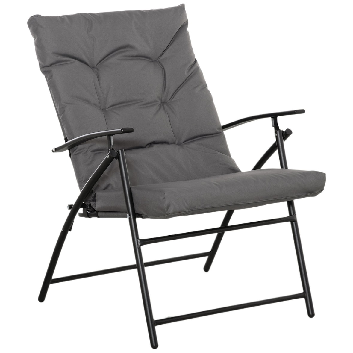 Campingstuhl Klappstuhl faltbar Grau 65x65x94 cm mit verstellbarer Rückenlehne und abnehmbarem Kissen, Metallrahmen, Oxford 600D Sitz