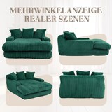 thumbnail of Schlafsofa Chaiselongue Cord Sofa mit 3 Kissen, ergonomisch und bequem, modernes Lounge Sofa für Wohnzimmer und Büro, 125x155x63 Smaragdgrün