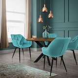 thumbnail of 4er Set Stühle Esszimmerstühle Küchenstuhl Wohnzimmerstühle Polsterstuhl Samt Blau