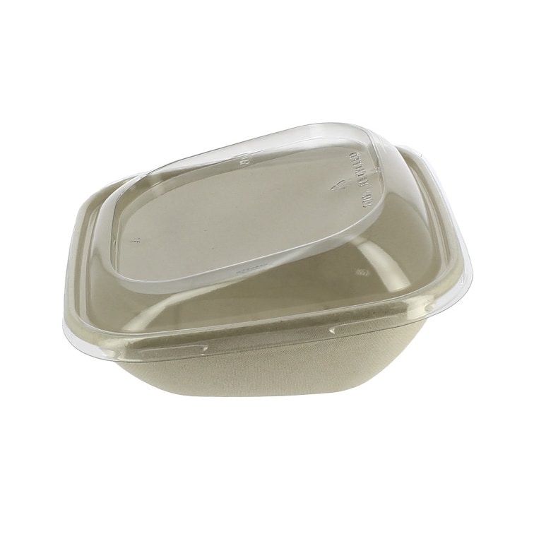 MONOUSO - Envase Caña Azúcar con tapa 750ml 190x190x80mm (15 Uds)