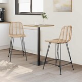 thumbnail of vidaXL Barstuhl 2 pcs Natur 44,5 x 54,5 x 97,5 cm Rattan und Eisen
