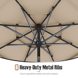 thumbnail of COSTWAY 300 cm parasol met zonne-LED-verlichting, windvast, zwengel, 35° aan beide zijden kantelbaar, voor tuin en balkon, beige