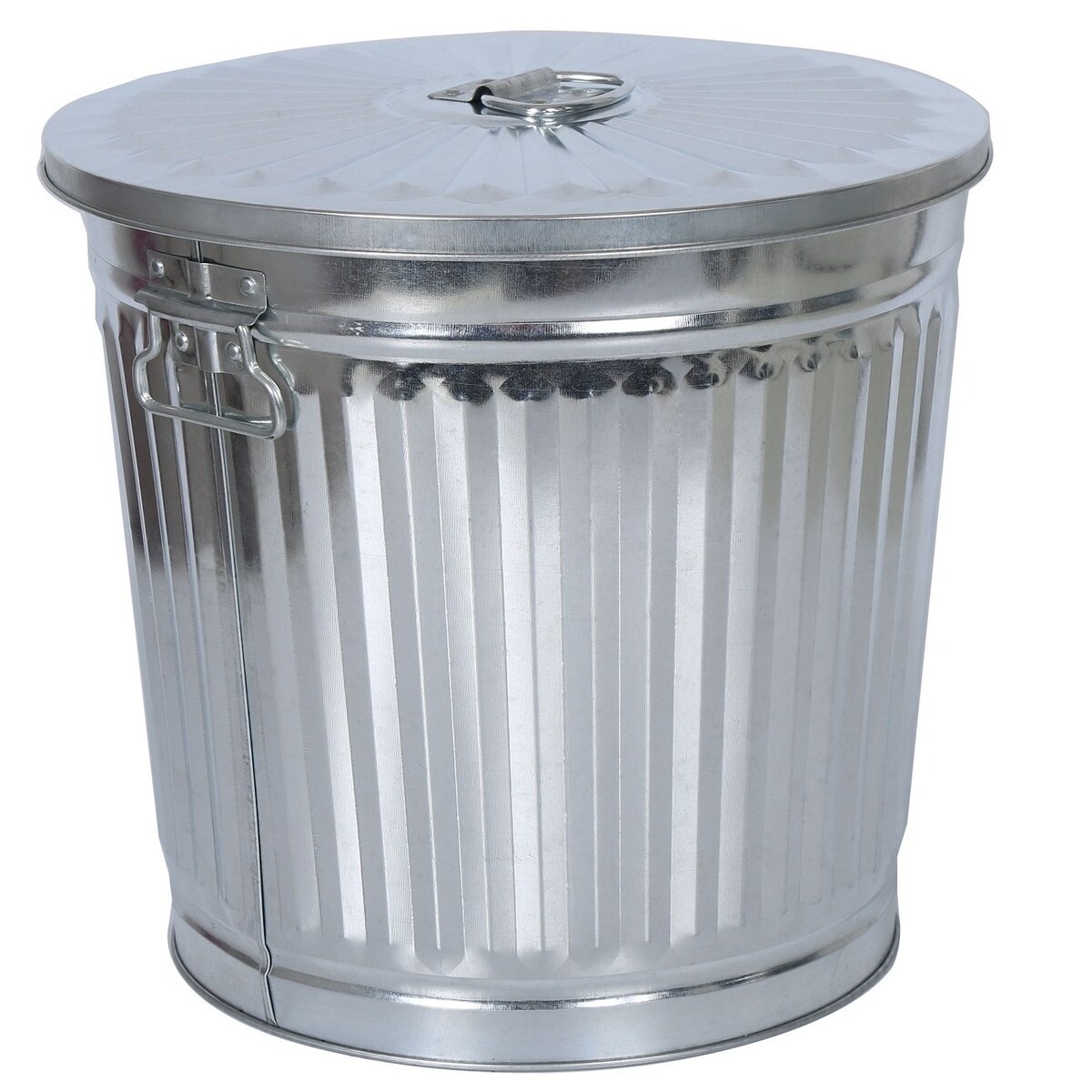 H&D Manufaktur Jinfa Mülleimer mit Deckel, Ascheeimer, Abfallbehälter, Mülltonne, Papierkorb aus Metall Zink, Ø 29 cm, Höhe 31,5 cm 18 Liter