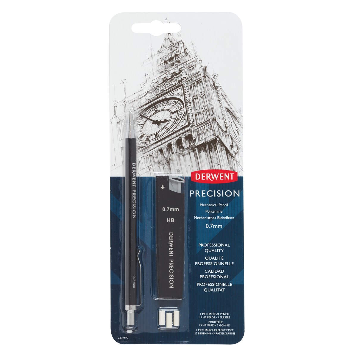 Portaminas Derwent de precisión HB 0.7 (blíster).