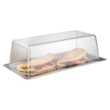 thumbnail of APS 00064 Plateau inox avec cloche transparente 33 x 17 cm, hauteur de la cloche 10 cm
