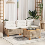 thumbnail of vidaXL Garten-Ecksofa mit Kissen Beige Poly Rattan