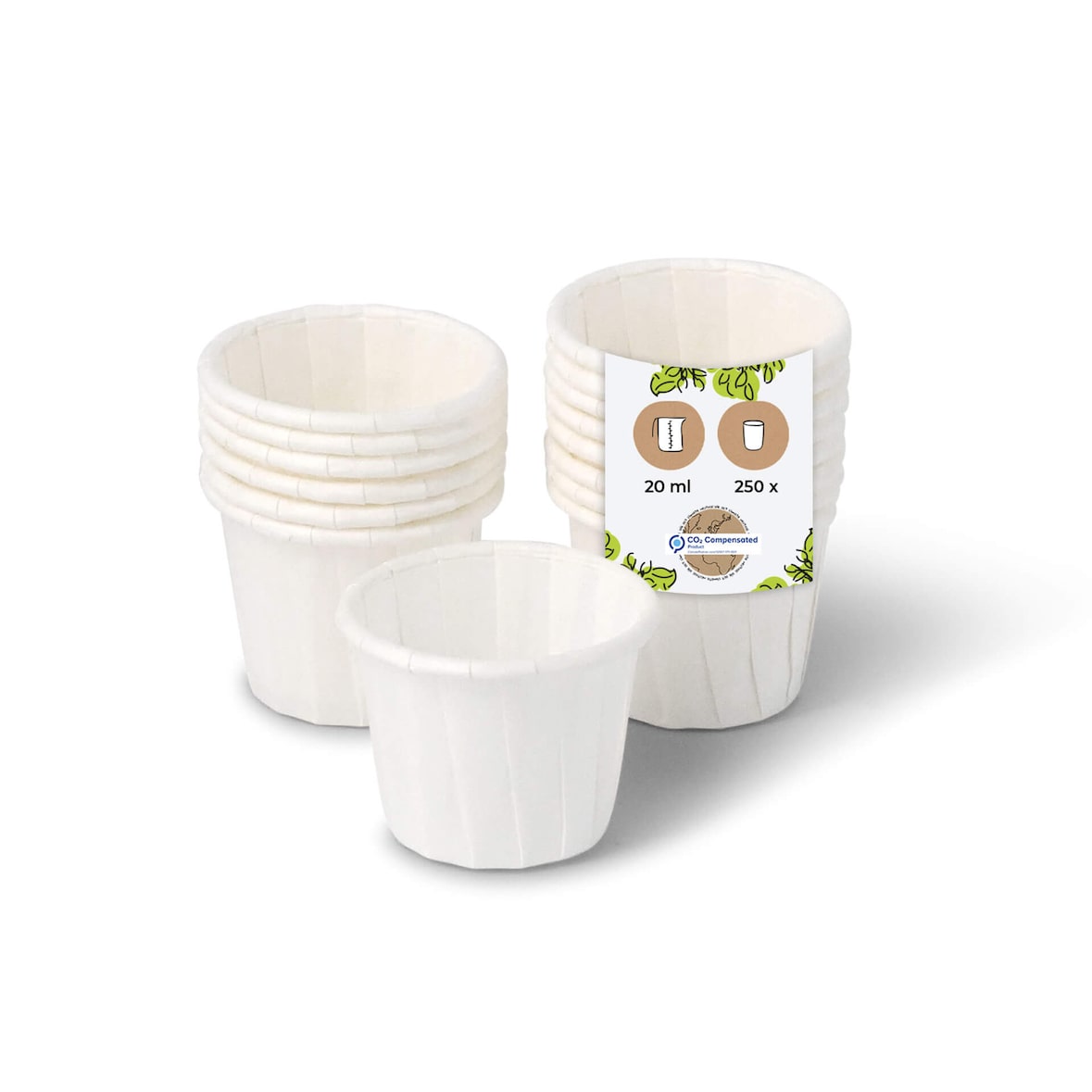 BIOZOYG 250 Stück Mini-Schalen 20ml weiß, Probierbecher, Einwegschälchen Dipschalen Papier für Dips, Saucen, Fingerfood, umweltfreundlich, robust