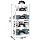 thumbnail of Estante metálica com parafusos Comfort 5 prateleiras. Cor branco 1800x900x300 mm