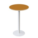 thumbnail of Restootab - Statafel Rome, wit onderstel Ø60cm, oker maggese, houten randen