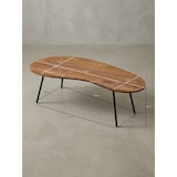 thumbnail of Retro-Couchtisch `Calabria`: Massivholz, Metallbeine, Pflegeleichte Tischplatte, Nierenform. Braun, 122x63x36 cm | Kadima Design