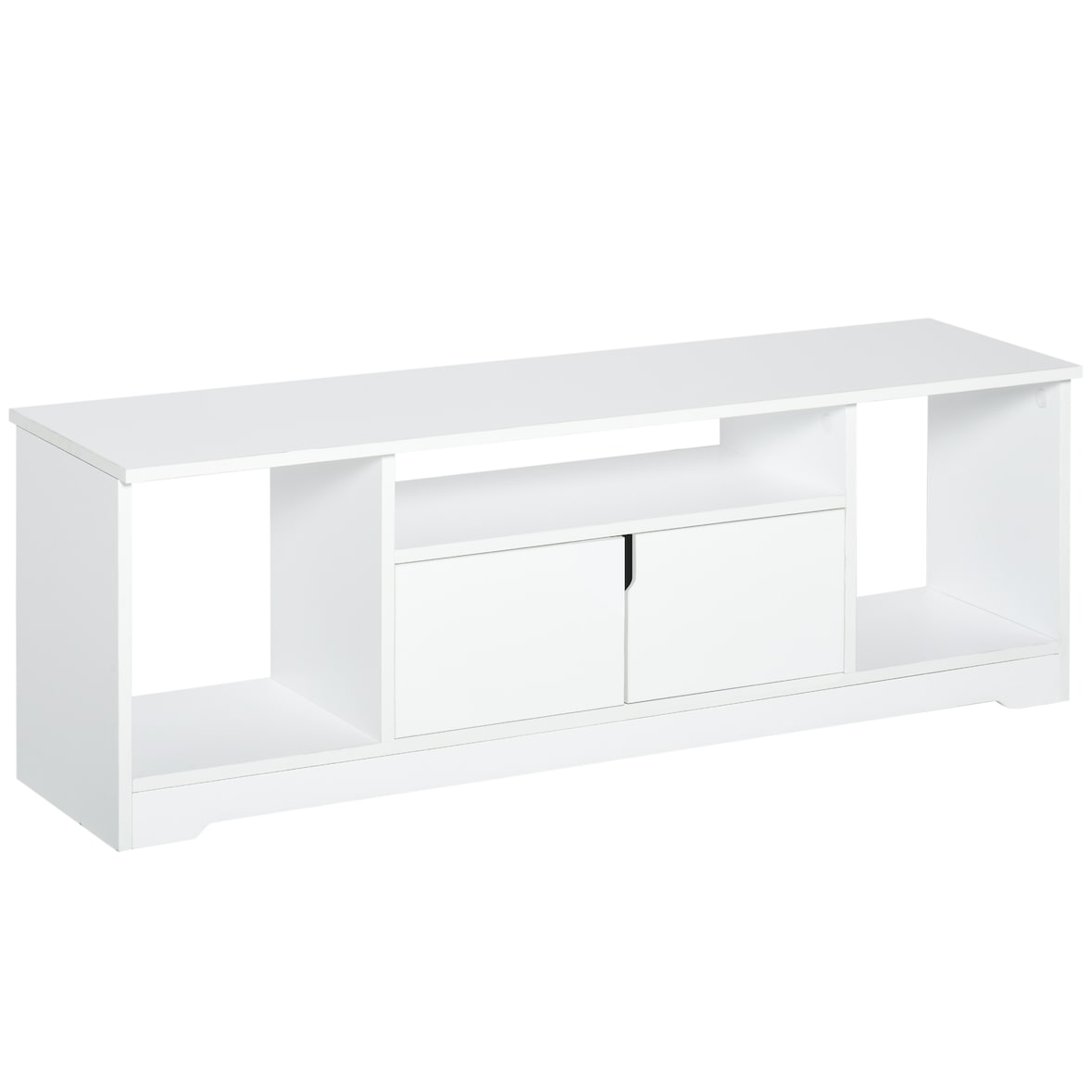 HOMCOM Mueble de TV para Televisor de hasta 42" Mesa para TV de Salón Moderna con Armario de Doble Puerta y 3 Compartimentos Abiertos 120x30x41cm