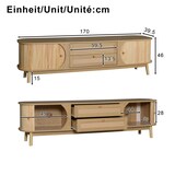 thumbnail of TV-Schrank Rattan Lowboard Massivholz Sideboard mit Türen und Schubladen 170x39,5x46 cm Holz Hellgelb Wohnzimmer Modern Natürlich