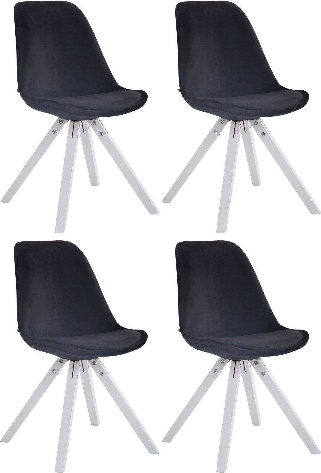 4er Set Stühle Toulouse Samt Square weiß (eiche) schwarz