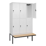 thumbnail of C+P Spind Classic PLUS, Buche schwebende Sitzbank, 6 Abteile, HxBxT 212x120x82cm, Sicherheitsdrehriegel, Verkehrsweiß von PROREGAL