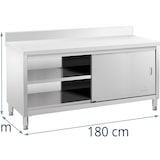 thumbnail of Royal Catering - RVS werkkast - ECO - 180 x 60 cm - 600 kg - achterwand -