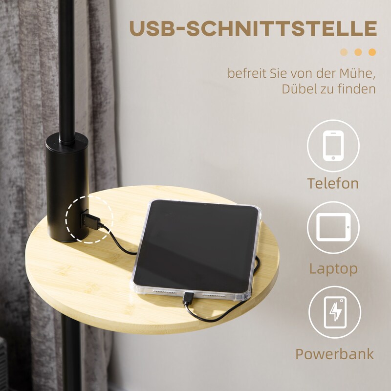 Ein Nachttisch mit integrierter Ladestation.