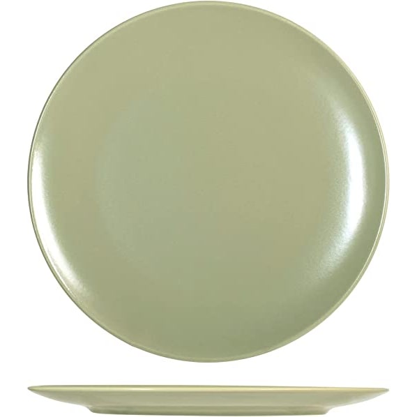 H&H Confezione 6 Piatti Piani Denver Green Stoneware, Verde, Cm 26