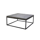 thumbnail of Table salon métal et plateau vieux pin L 100 x P100 x H 45