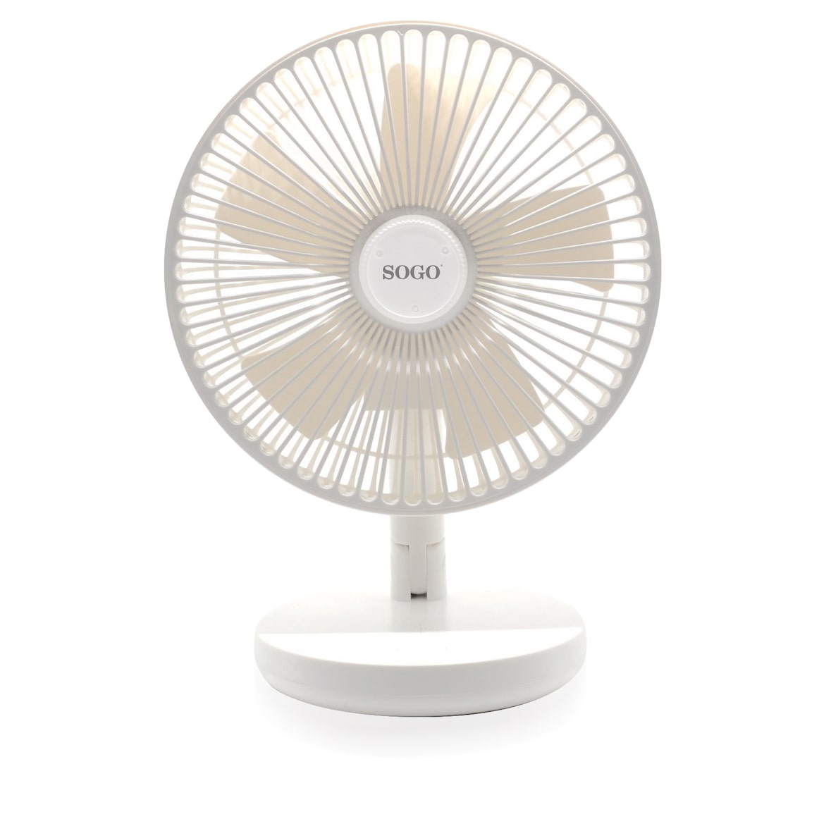 Mini ventoinha portátil SOGO VEN-SS-21425; Autonomia: até 4 horas; Funcionamento a bateria; Bateria lítio 5V 1200mAh; 3 velocidades