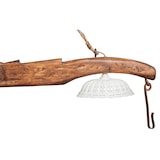 thumbnail of Giogo lampadario in legno massello di tiglio finitura noce scuro Made in Italy