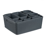 thumbnail of Relaxdays Schubladen Organizer 10-tlg. Set, Schubladeneinsatz, versch. Größen, Ordnungssystem, Kunststoff Trennbox, grau