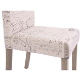thumbnail of Décoshop26 - Lot de 6 chaises de salle à manger cuisine en tissu crème motif lettrage des pieds en bois clair 04_0000893