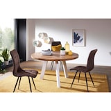 thumbnail of Esszimmertisch rund 130 cm Sheesham Massiv Esstisch, Runder Holztisch mit Metallbeinen, Massivholztisch Esszimmer, Küchentisch