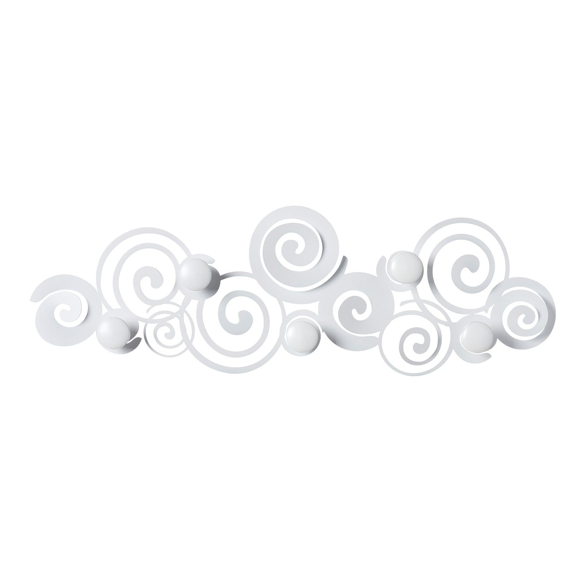 Cabide de parede moderno Orfeo branco com 6 ganchos, ferro elegante, ideal para entrada, quarto e banheiro, feito na Itália