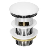 thumbnail of ML-Design Universal Ablaufgarnitur 1 1/4" mit Überlauf – Pop-Up, Keramikdeckel Weiß/Edelstahl, inkl. Dichtungen