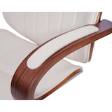 thumbnail of Sedia da ufficio HWC-H39, sedia da scrivania girevole sedia direzionale, legno di noce similpelle ~ crema