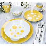 thumbnail of Pula gelb 6er Set Suppenteller 450ml Porzellan 6 Pers. tiefe Teller Pasta Punkte